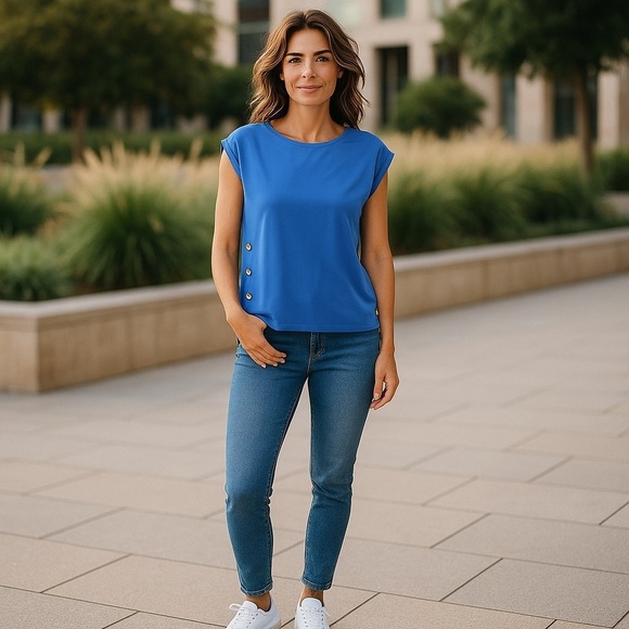 Jones New York Blue Blouse - Picture 9 of 9